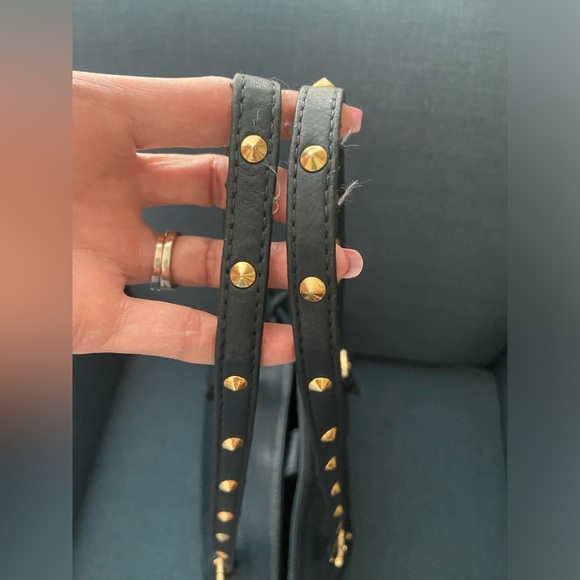 Steven by Steve Madden Leather Navy Blue Tote Purse Bag Gold Studded for Office - Picture 13 of 16